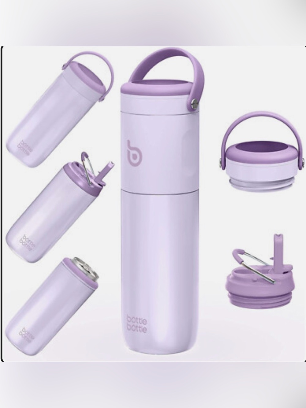 BOTTLE BOTTLE Insulated Water Bottle with Straw 2 lids 18oz 3 IN 1 Purple